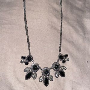 Silver chain necklace with black decal